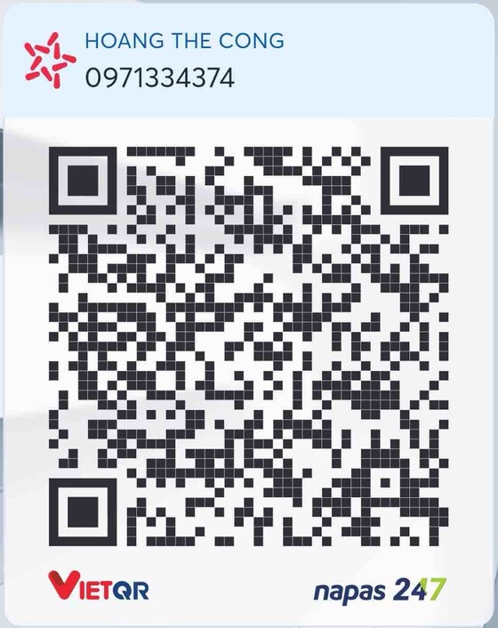 Mã QR chuyển khoản ủng hộ, chủ tài khoản HOANG THE CONG